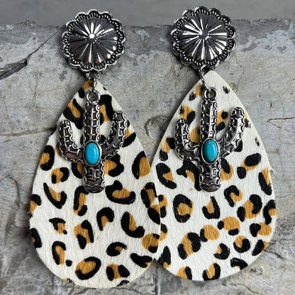 Turquoise Cactus Dangle Earrings – Embrace Southwestern Charm