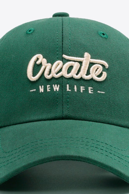 CREATE NEW LIFE Graphic Adjustable Cotton Baseball Cap