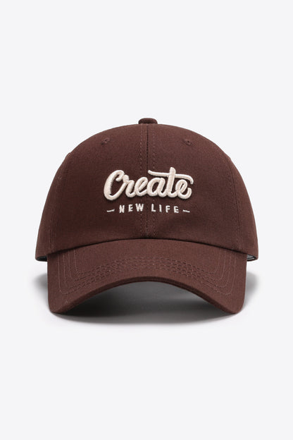 CREATE NEW LIFE Graphic Adjustable Cotton Baseball Cap