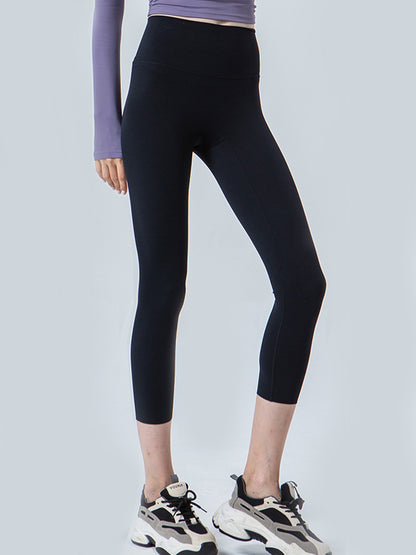 Wide Waistband Cropped Sports Leggings – Comfort Meets Style