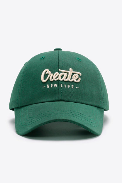 CREATE NEW LIFE Graphic Adjustable Cotton Baseball Cap