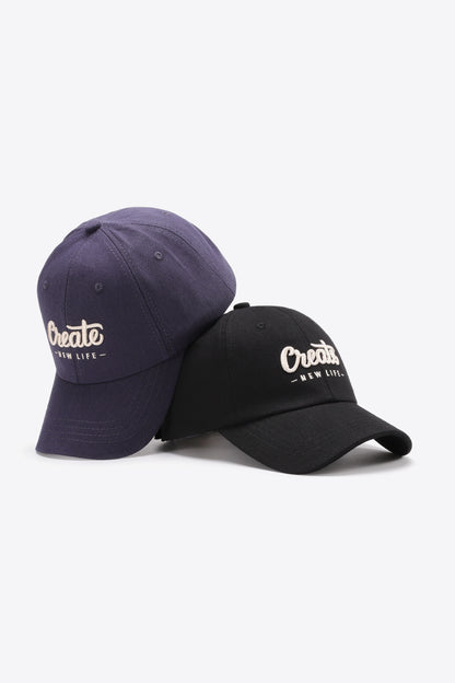 CREATE NEW LIFE Graphic Adjustable Cotton Baseball Cap