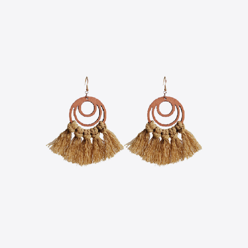 Tassel Detail Geometric Earrings - Bold, Modern Design