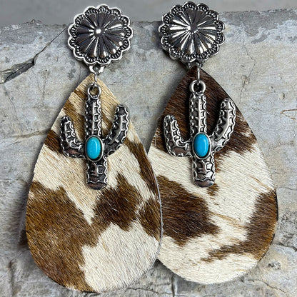 Turquoise Cactus Dangle Earrings – Embrace Southwestern Charm