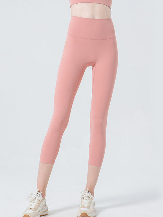 Wide Waistband Cropped Sports Leggings – Comfort Meets Style