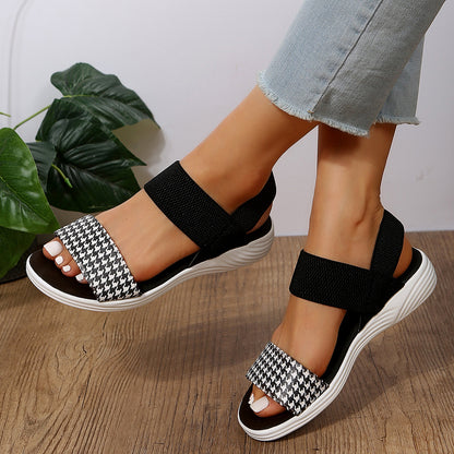 PU Leather Open Toe Low Heel Sandals - BossDeals Online