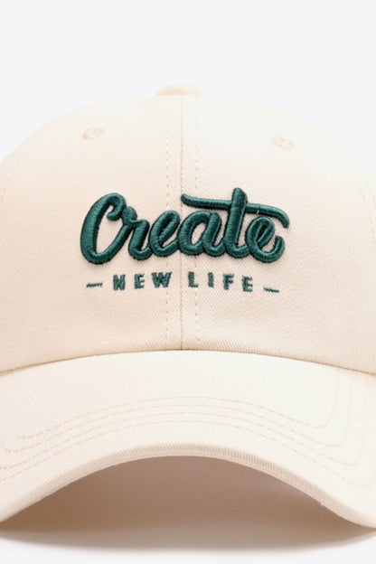 CREATE NEW LIFE Graphic Adjustable Cotton Baseball Cap