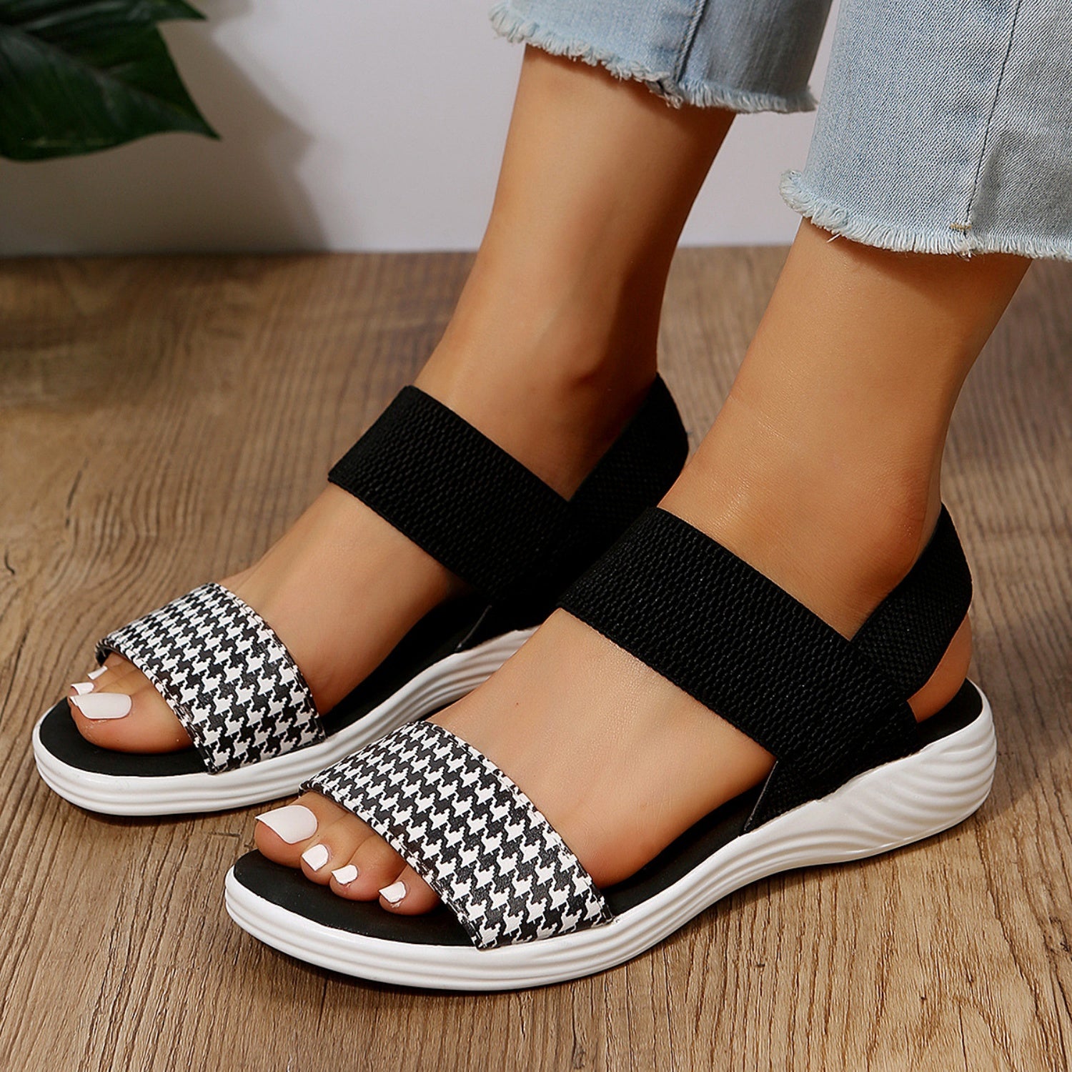 PU Leather Open Toe Low Heel Sandals - BossDeals Online