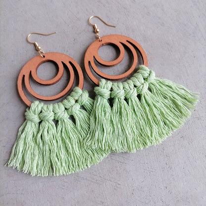 Tassel Detail Geometric Earrings - Bold, Modern Design