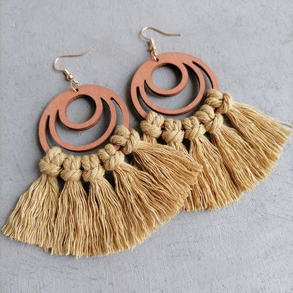 Tassel Detail Geometric Earrings - Bold, Modern Design