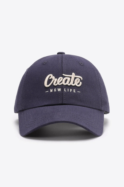 CREATE NEW LIFE Graphic Adjustable Cotton Baseball Cap