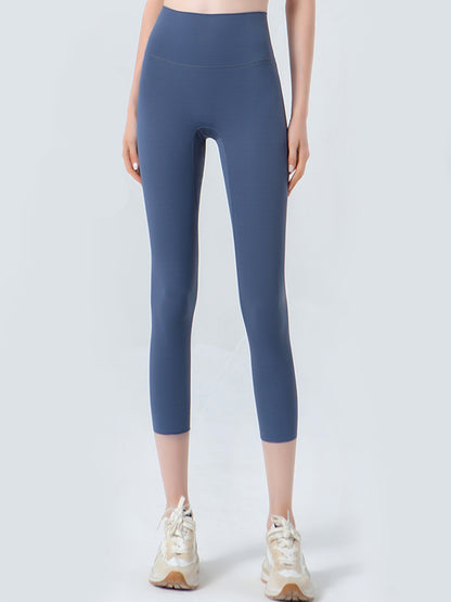 Wide Waistband Cropped Sports Leggings – Comfort Meets Style