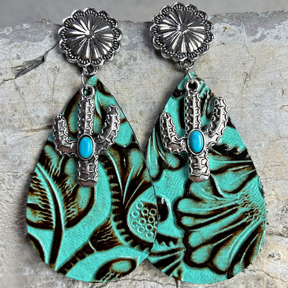 Turquoise Cactus Dangle Earrings – Embrace Southwestern Charm