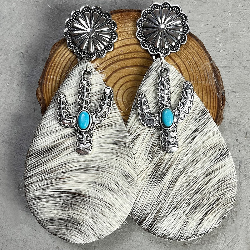 Turquoise Cactus Dangle Earrings – Embrace Southwestern Charm