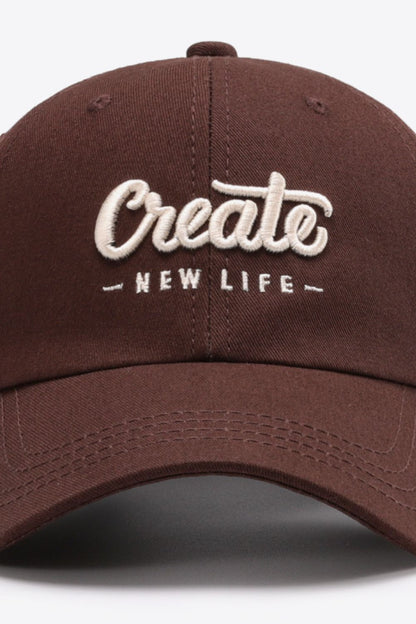 CREATE NEW LIFE Graphic Adjustable Cotton Baseball Cap