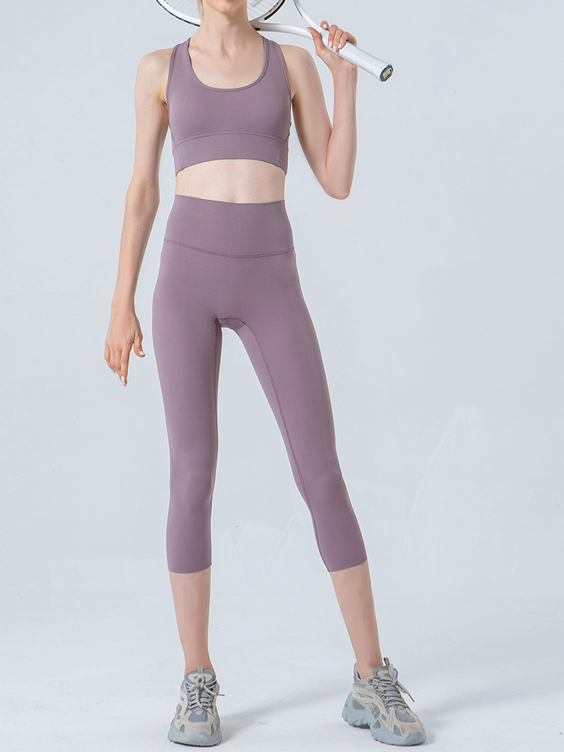 Wide Waistband Cropped Sports Leggings – Comfort Meets Style