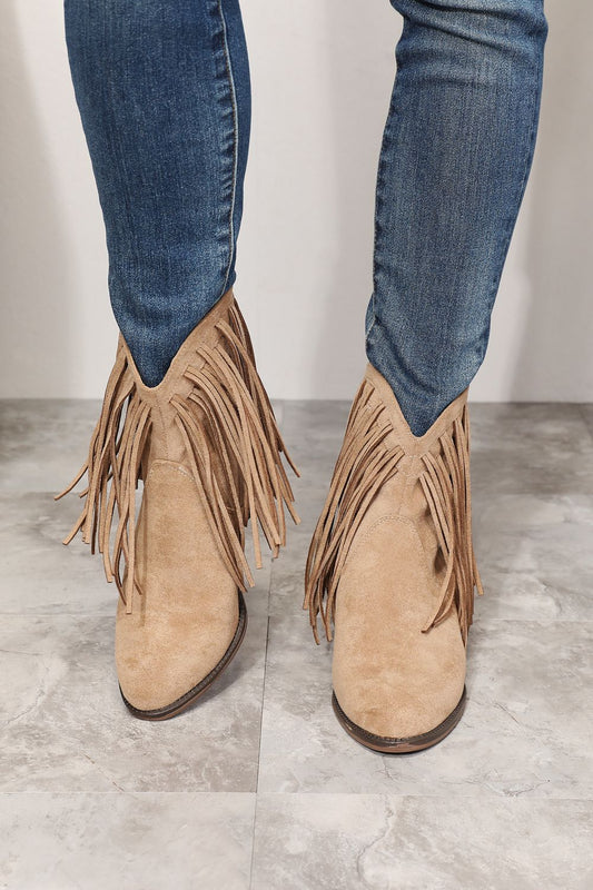 Legend Women's Fringe Cowboy Western Ankle Boots Tan Color - BossDeals Online