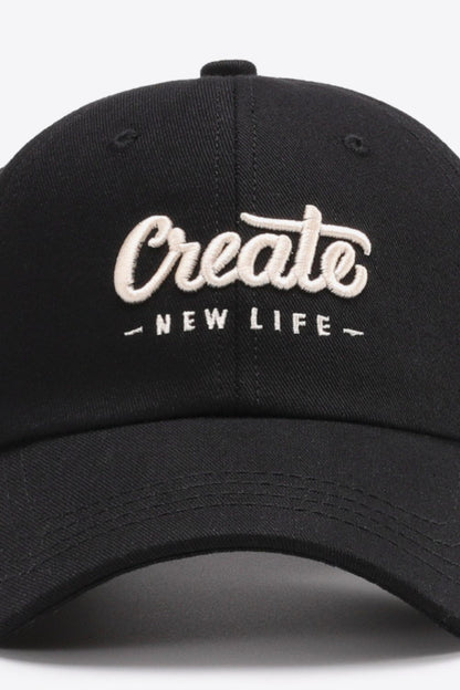 CREATE NEW LIFE Graphic Adjustable Cotton Baseball Cap