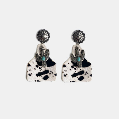 Turquoise Decor Cactus Earrings - Western Style Jewelry