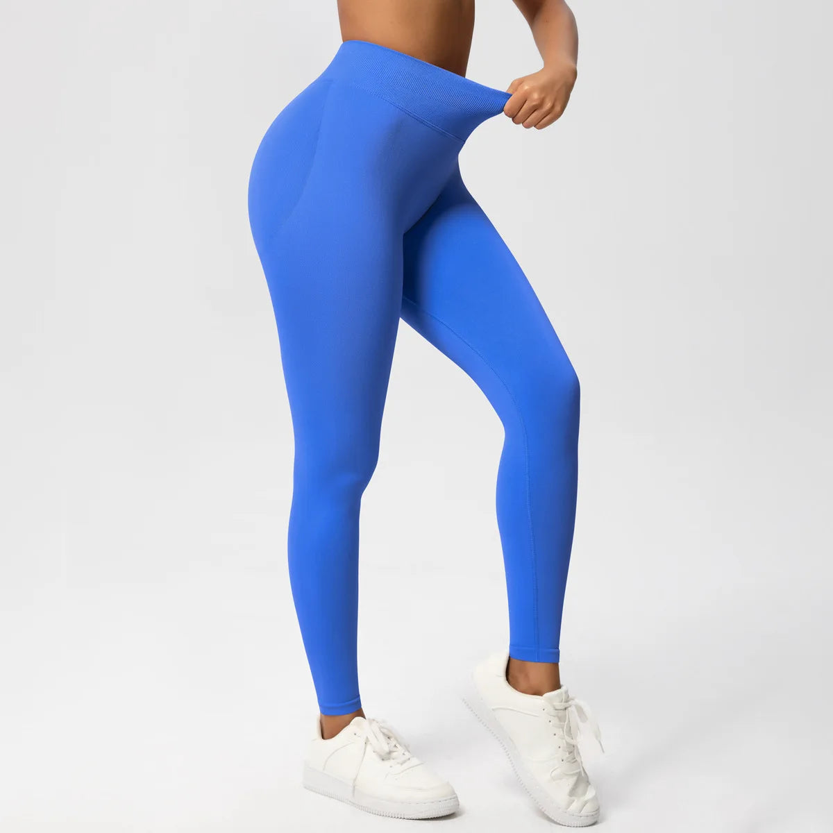Blue Color TikTok Viral Seamless Scrunch Butt Leggings with High Waist & Sculpting