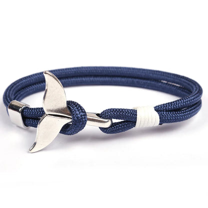 Shark Tail Anchor Bracelet - Stylish Dark Blue Rope for Men