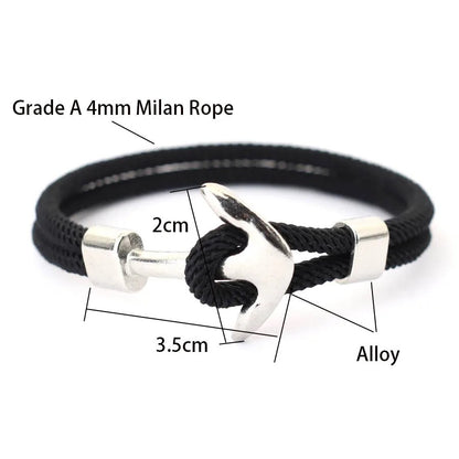 An anchor bracelet displayed with clear measurements, showcasing its design and size for potential buyers.