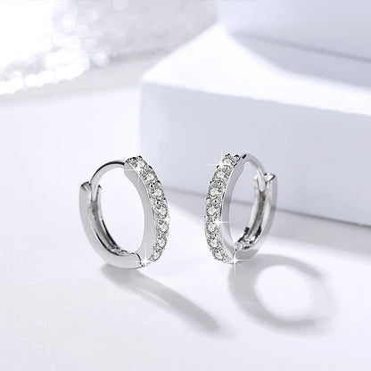 925 Sterling Silver Crystal Circle Earring For Women Making Female Models Suitable for Valentine's Day Gift Party Engagement