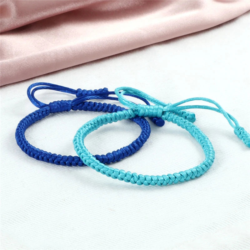 Blue Rope Knots Bracelet with Handmade Braided Adjustable Fashion Jewelry