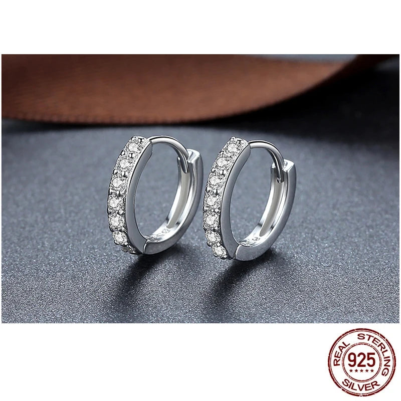 925 Sterling Silver Crystal Circle Earring For Women Making Female Models Suitable for Valentine's Day Gift Party Engagement