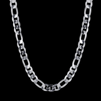 High Quality 10MM 20'' 24'' 50cm 60cm Men Necklace 925 Silver Figaro Chain Necklaces For Male Jewelry Party Gift