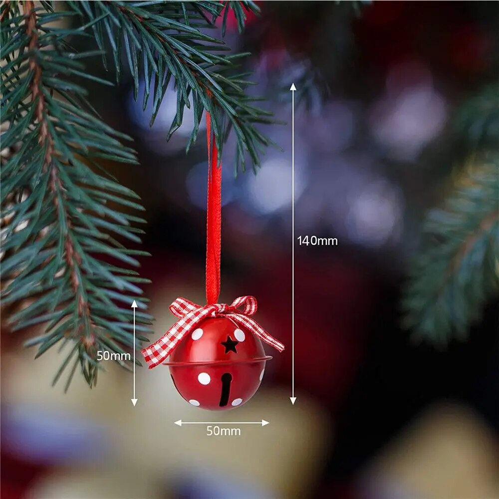 Hollow Bowknot Metal Bells Xmas Tree Pendant Christmas Party Hanging Ornament