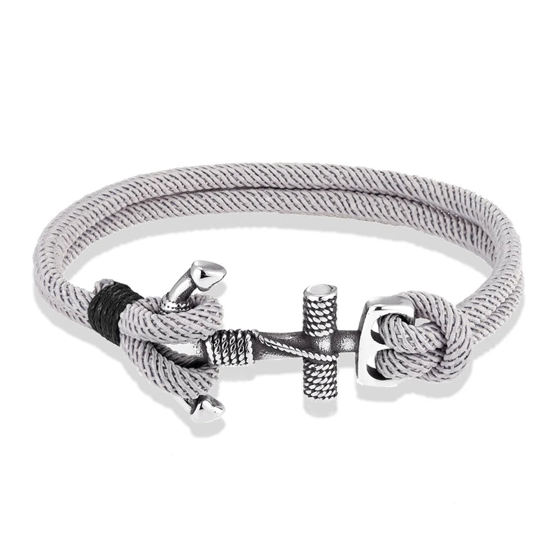 Nautical Rope Anchor Bracelet with Stainless Steel Buckle