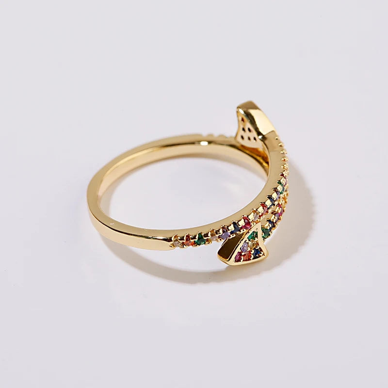 High Quality Gold Color Open Double Arrow Ring for Women and Girls