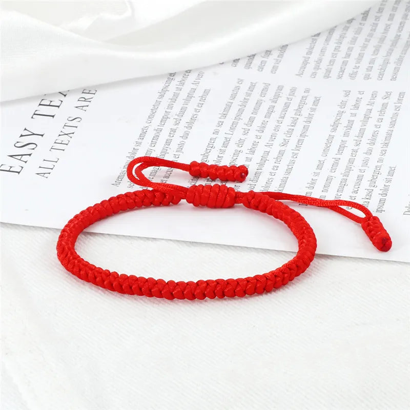 Multicolor Rope Lucky Knot Bracelet with Handmade Adjustable Woven Charm