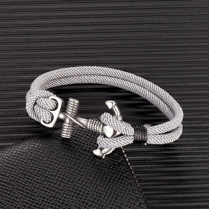 Nautical Rope Anchor Bracelet with Stainless Steel Buckle