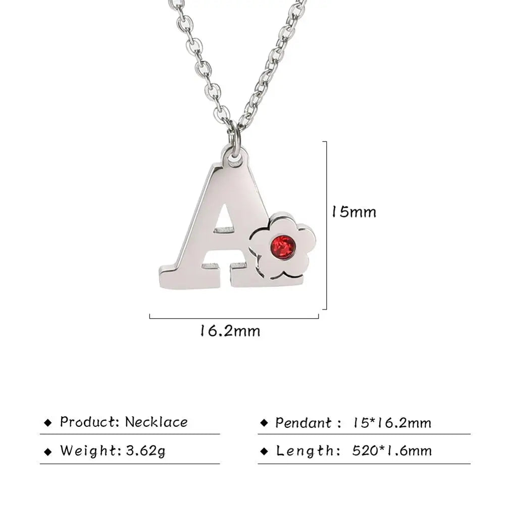 Cazador A-Z Crystal Alphabet Necklace – Stainless Steel Capital Letter Pendant Chain, Jewelry Gift for Women & Friends, Birthday Gifts