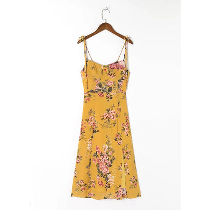 Elegant Floral Vintage Midi Summer Dress For Women