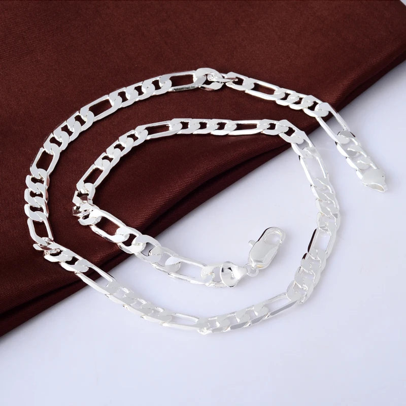 Men's 8MM 925 Silver Figaro Chain Necklace - 20'' to 50cm