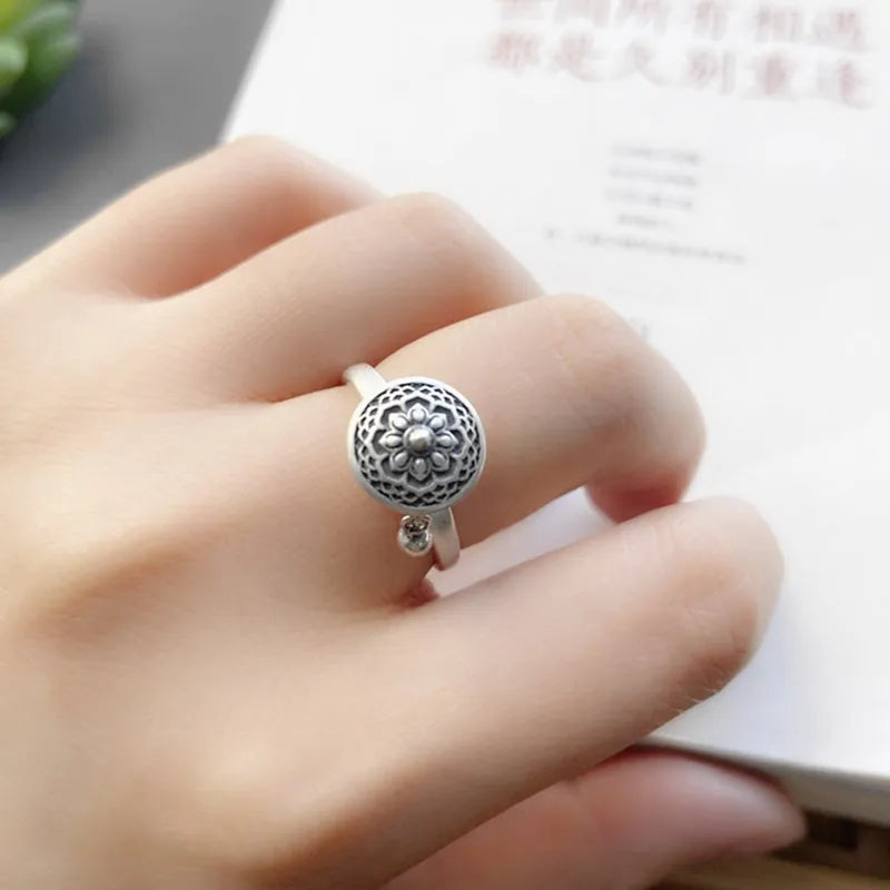 Silver Color Buddhist Ring for Women