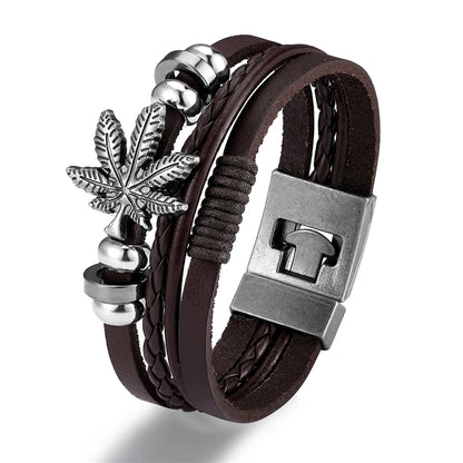 Genuine Leather Multilayer Anchor Bracelet for Men