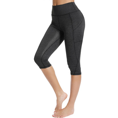 Women’s High-Waist Capri Leggings with Side Pockets