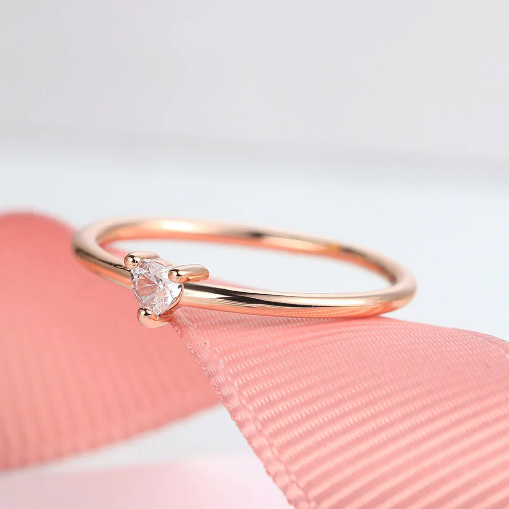 Little Heart Shaped Gold Color Finger Rings For Women