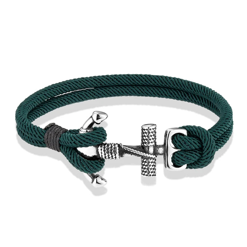 Nautical Rope Anchor Bracelet with Stainless Steel Buckle