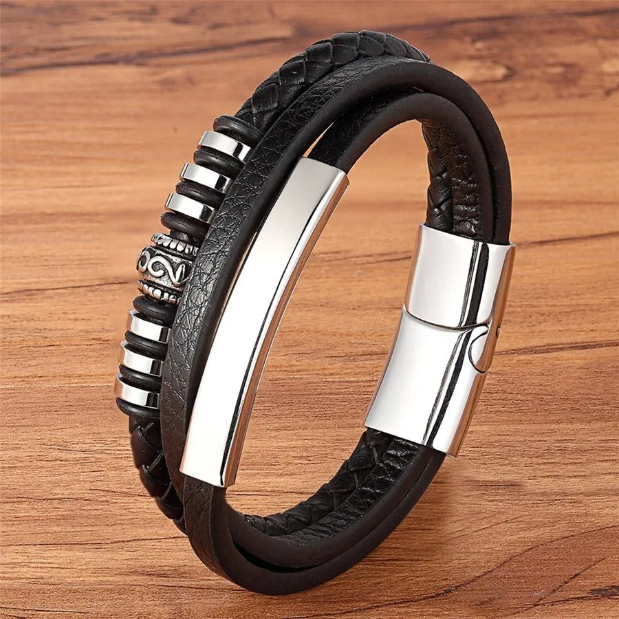 Stainless Steel Charm Magnetic Black Men Bracelet