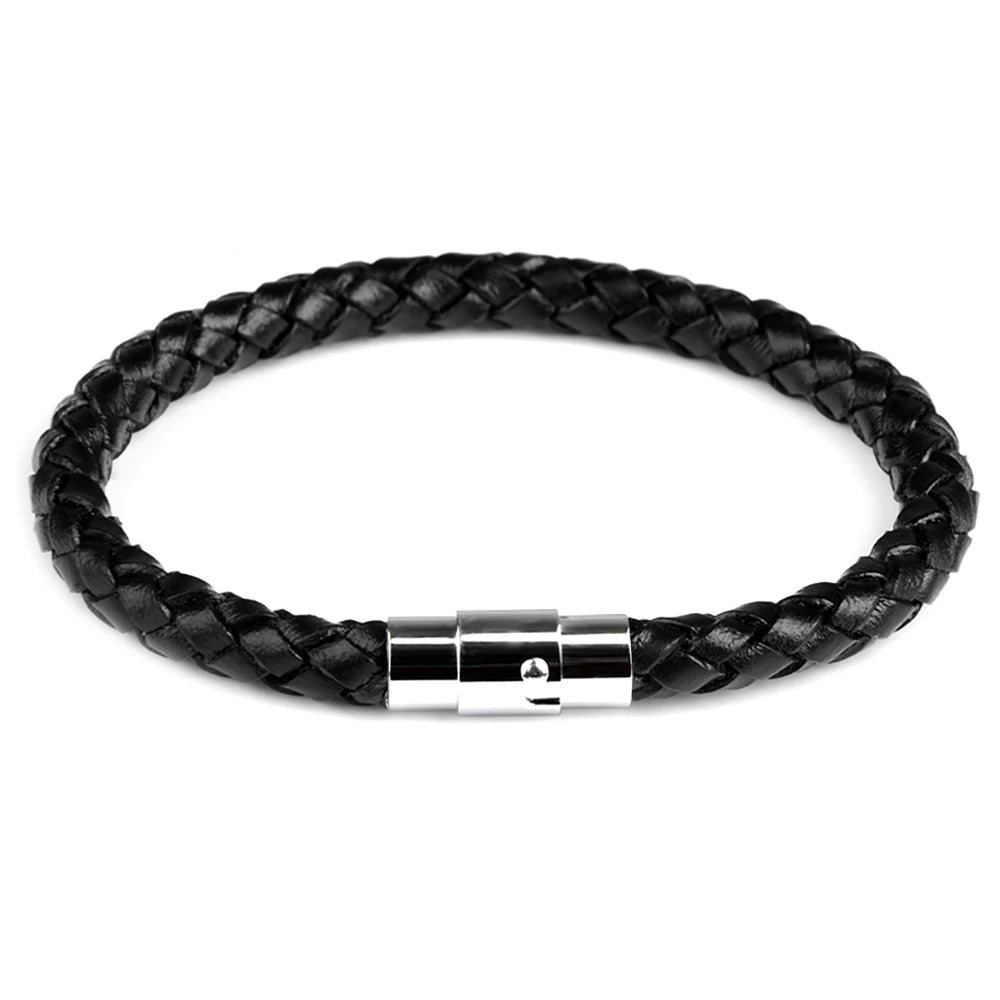 New Genuine Leather Braided Bracelet for Men - Handmade, Brown & Black