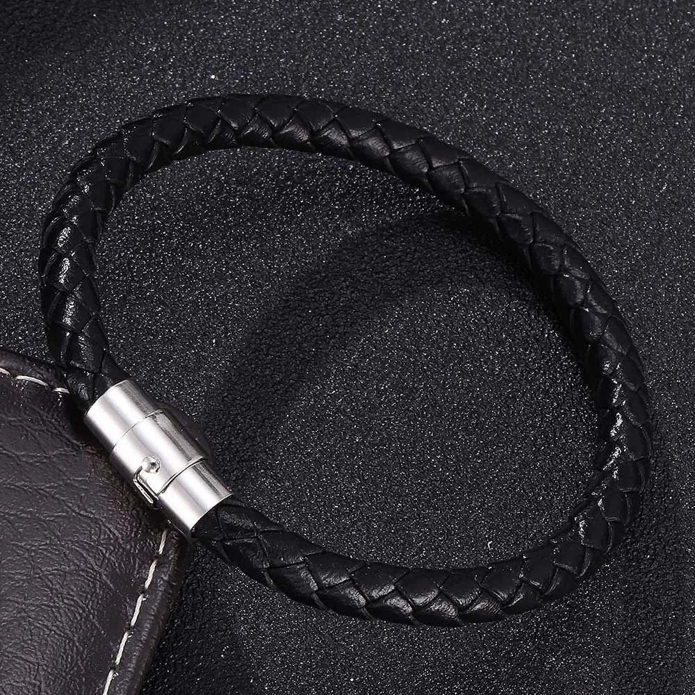 Classic Braided Leather Men Bracelets with Magnetic Clasp