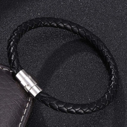 Classic Braided Leather Men Bracelets with Magnetic Clasp