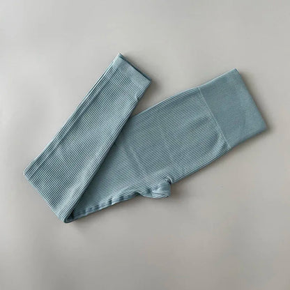 High Waisted TikTok Viral Leggings – Seamless Ribbed Tummy Control for Women