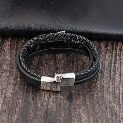 Stainless Steel with Genuine Leather Men Anchor Bracelets