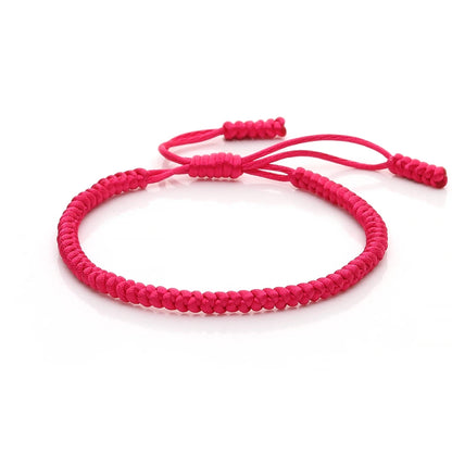 Multicolor Rope Lucky Knot Bracelet with Handmade Adjustable Woven Charm